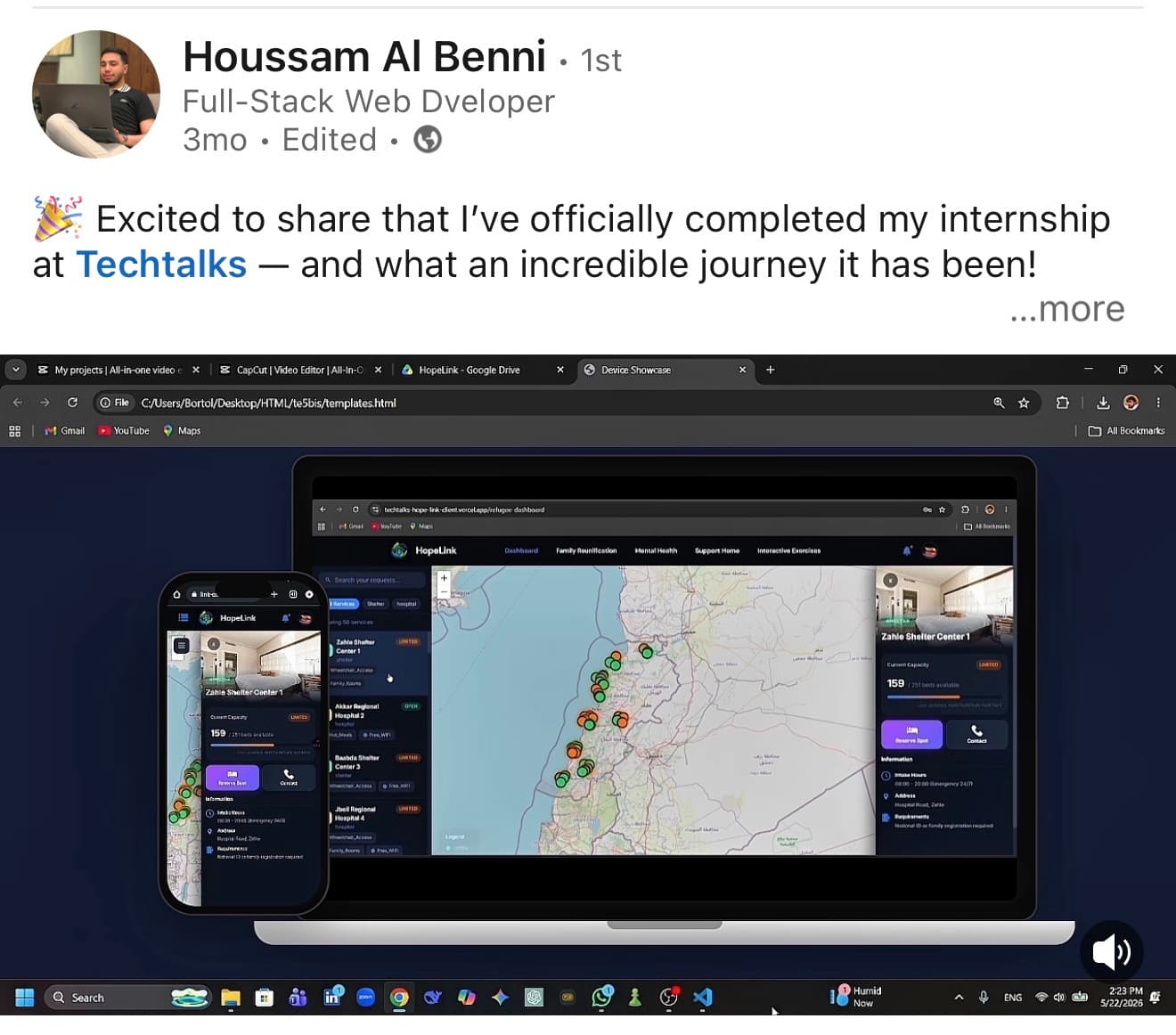Houssam Al Benni shares his TechTalks internship experience and the HopeLink project.